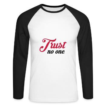 Trust no one - T-shirt baseball manches longues Homme - blanc/noir - Devant - Nik (191cm)