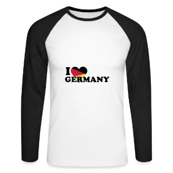 I love Germany / J’aime l’Allemagne avec le cœur - T-shirt baseball manches longues Homme - blanc/noir - Devant - Nik (191cm)