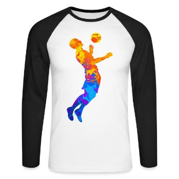 Fußball Fußballer Fußballverein Silhouette - Unisex Baseballshirt langarm - Weiß/Schwarz - Vorne - Nik (191cm)