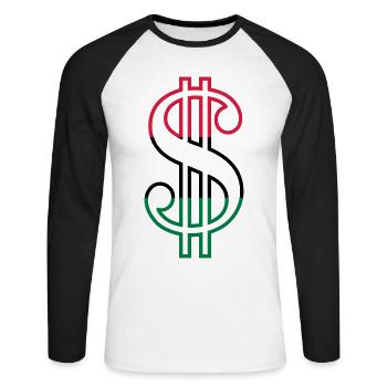 Dollar Sign - Unisex Long Sleeve Baseball T-Shirt - white/black - Front - Nik (191cm)