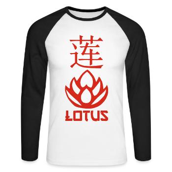 Lotus rouge et Asie - T-shirt baseball manches longues Homme - blanc/noir - Devant - Nik (191cm)