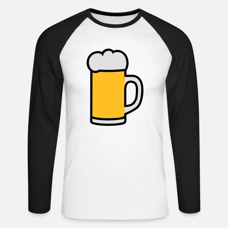 Bierglas 3 Farben - Unisex Baseballshirt langarm - Weiß/Schwarz