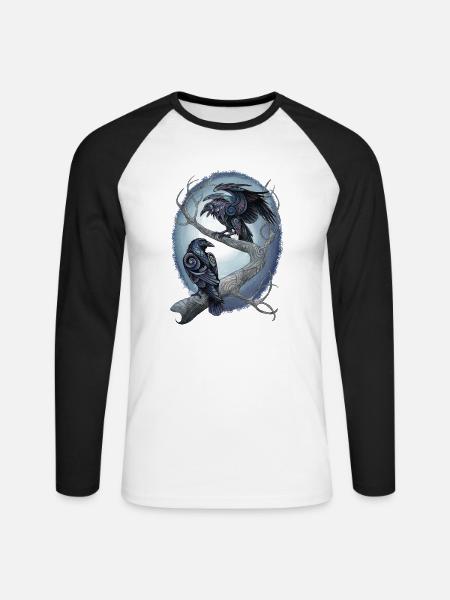 Huginn und Muninn - Unisex Baseballshirt langarm - Weiß/Schwarz