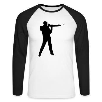 sportschuetze_1c - Unisex Long Sleeve Baseball T-Shirt - white/black - Front - Nik (191cm)