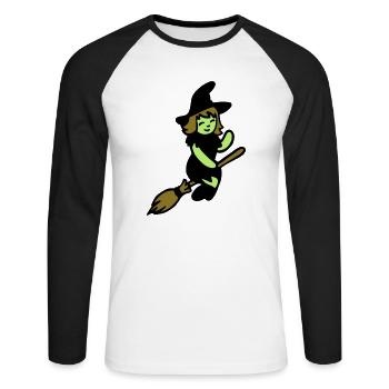 Chibi sorcière - T-shirt baseball manches longues Homme - blanc/noir - Devant - Nik (191cm)