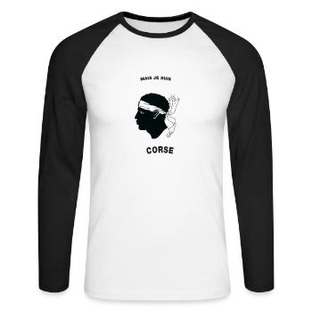 Corse Parfait - T-shirt baseball manches longues Homme - blanc/noir - Devant - Nik (191cm)
