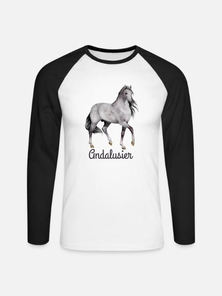 Andalusier - Unisex Baseballshirt langarm - Weiß/Schwarz