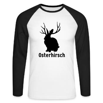 Hirsch Pâques - T-shirt baseball manches longues Homme - blanc/noir - Devant - Nik (191cm)