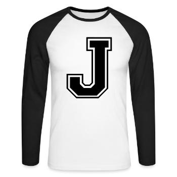 j - Unisex Baseballshirt langarm - Weiß/Schwarz - Vorne - Nik (191cm)