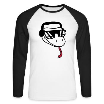 visage cool dj musique fête célébrer lunettes de soleil ko - T-shirt baseball manches longues Homme - blanc/noir - Devant - Nik (191cm)