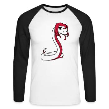 schlange weiblich frau huebsch girl maedchen sexy - Unisex Baseballshirt langarm - Weiß/Schwarz - Vorne - Nik (191cm)