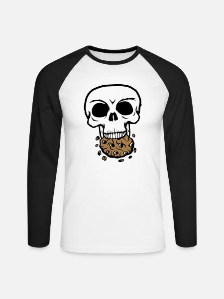 skull dead death die head bones skeleton dead - Unisex Long Sleeve Baseball T-Shirt - white/black