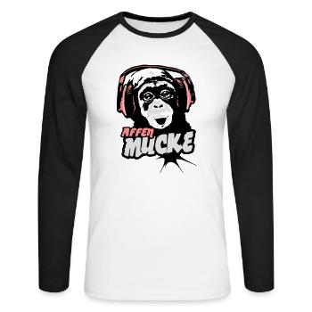 Affen-Mucke - Unisex Baseballshirt langarm - Weiß/Schwarz - Vorne - Nik (191cm)