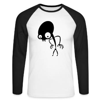 alien - Unisex Baseballshirt langarm - Weiß/Schwarz - Vorne - Nik (191cm)