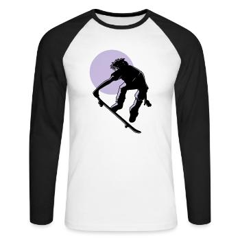 skater - Unisex Long Sleeve Baseball T-Shirt - white/black - Front - Nik (191cm)