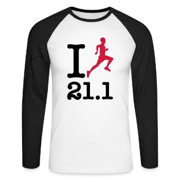 Half Marathon 21.1 - Unisex Long Sleeve Baseball T-Shirt - white/black - Front - Nik (191cm)
