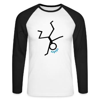 Breakdance - Unisex Baseballshirt langarm - Weiß/Schwarz - Vorne - Nik (191cm)