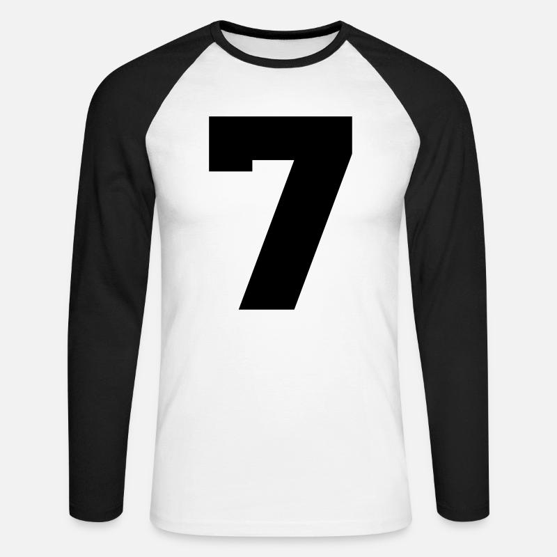 7 - Unisex Baseballshirt langarm - Weiß/Schwarz