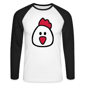 Poule - T-shirt baseball manches longues Homme - blanc/noir - Devant - Nik (191cm)