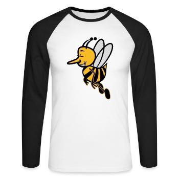 Biene fliegen süss - Unisex Baseballshirt langarm - Weiß/Schwarz - Vorne - Nik (191cm)