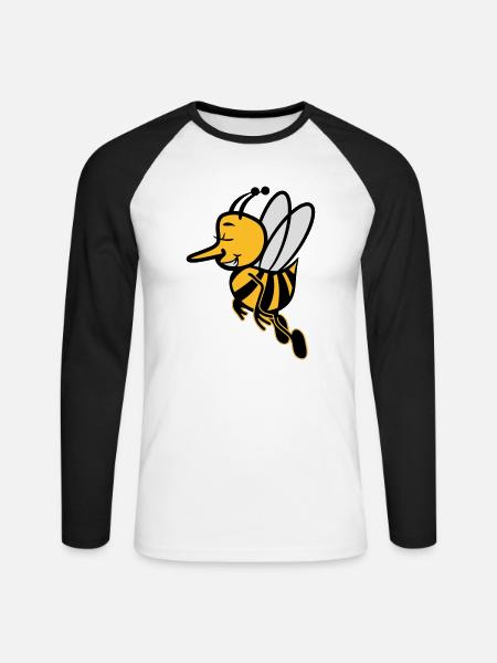 Biene fliegen süss - Unisex Baseballshirt langarm - Weiß/Schwarz