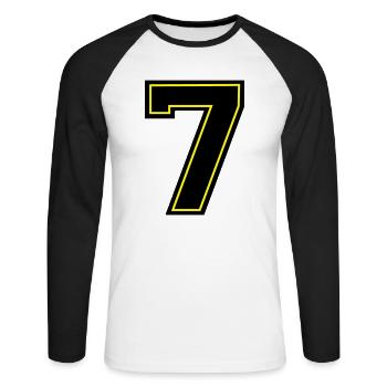 7 - Unisex Baseballshirt langarm - Weiß/Schwarz - Vorne - Nik (191cm)