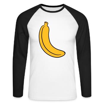 banane - Unisex Baseballshirt langarm - Weiß/Schwarz - Vorne - Nik (191cm)