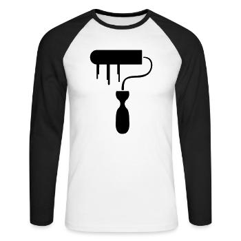 maler - T-shirt baseball manches longues Homme - blanc/noir - Devant - Nik (191cm)