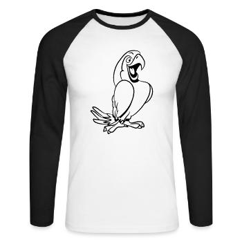 papagei_freude_1c - Unisex Baseballshirt langarm - Weiß/Schwarz - Vorne - Nik (191cm)