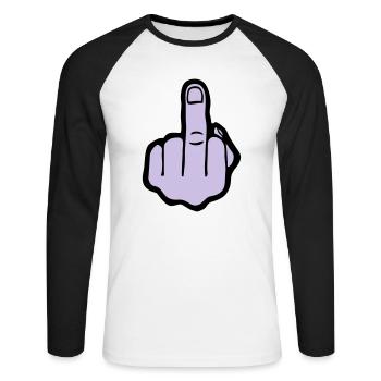 Finger, Fuck you (cheap!) - T-shirt baseball manches longues Homme - blanc/noir - Devant - Nik (191cm)