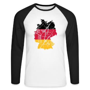 kratzer risse karte land 3 farben deutschland nati - Unisex Baseballshirt langarm - Weiß/Schwarz - Vorne - Nik (191cm)