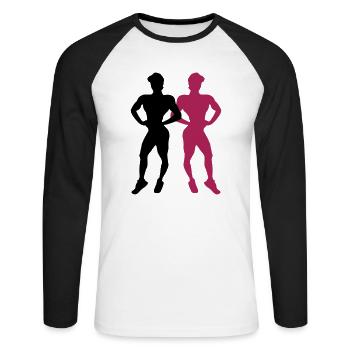 muscle woman fitness - Unisex Baseballshirt langarm - Weiß/Schwarz - Vorne - Nik (191cm)