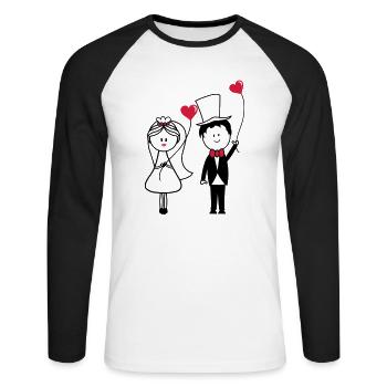 ehepaar_001 - Unisex Baseballshirt langarm - Weiß/Schwarz - Vorne - Nik (191cm)