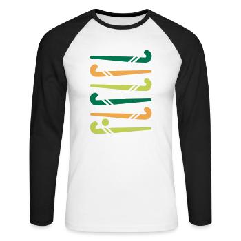 Hockey sticks colorful - Unisex Long Sleeve Baseball T-Shirt - white/black - Front - Nik (191cm)