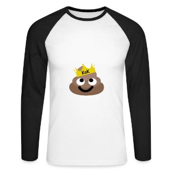 King of Kacke - Unisex Baseballshirt langarm - Weiß/Schwarz - Vorne - Nik (191cm)