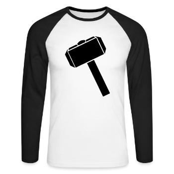 Marteau - T-shirt baseball manches longues Homme - blanc/noir - Devant - Nik (191cm)