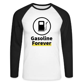 Gasoline Forever - Unisex Long Sleeve Baseball T-Shirt - white/black - Front - Nik (191cm)
