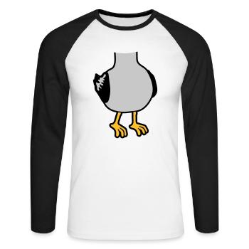 Seagull without head costume - Unisex Long Sleeve Baseball T-Shirt - white/black - Front - Nik (191cm)