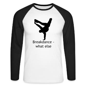 Breakdance - Unisex Baseballshirt langarm - Weiß/Schwarz - Vorne - Nik (191cm)