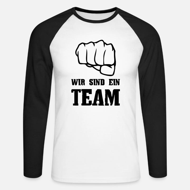 Wir sind ein Team - Unisex Baseballshirt langarm - Weiß/Schwarz