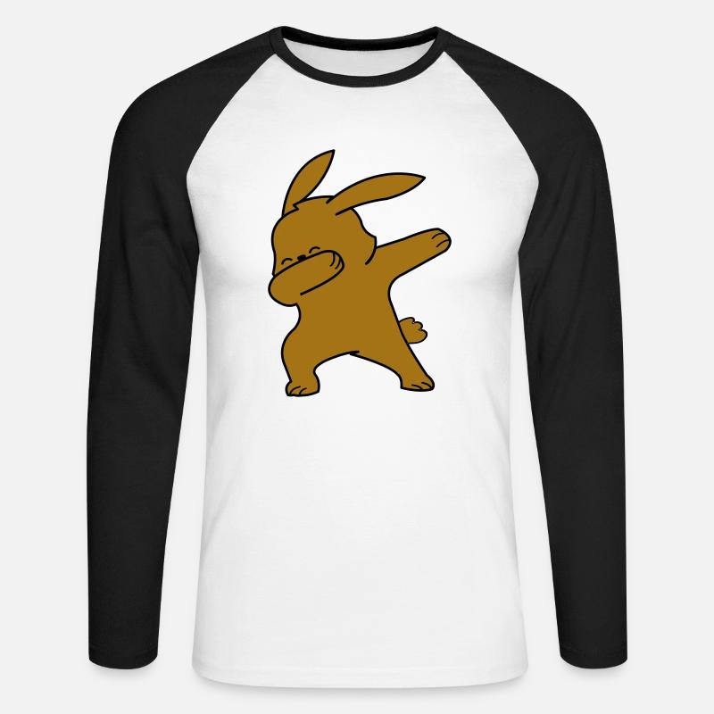 dabbing rabbit - Unisex Baseballshirt langarm - Weiß/Schwarz