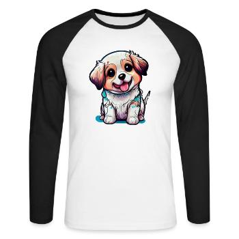 Incarne la joie pure que les chiens nous apportent - T-shirt baseball manches longues Homme - blanc/noir - Devant - Nik (191cm)
