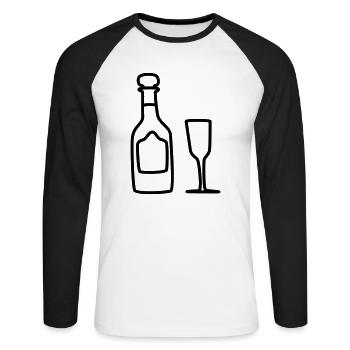 Vin mousseux au verre 1 - T-shirt baseball manches longues Homme - blanc/noir - Devant - Nik (191cm)
