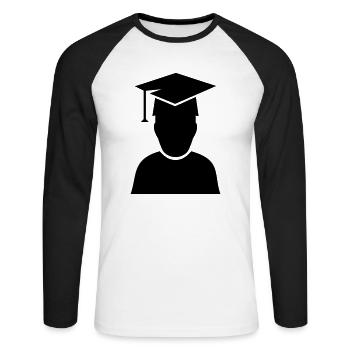 Student Diploma 1 - Unisex Long Sleeve Baseball T-Shirt - white/black - Front - Nik (191cm)