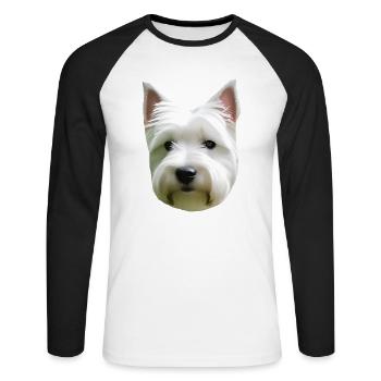 dog - Unisex Long Sleeve Baseball T-Shirt - white/black - Front - Nik (191cm)