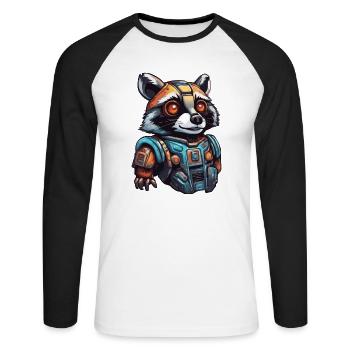 Robot Animal / AI / Mechanized Animals / Comic - Unisex Long Sleeve Baseball T-Shirt - white/black - Front - Nik (191cm)