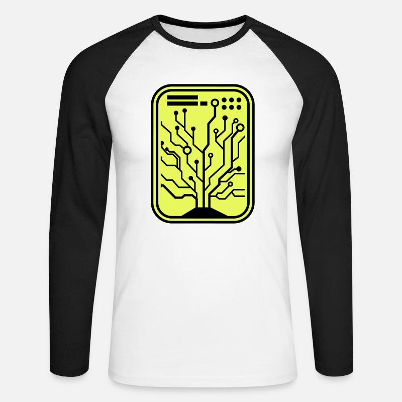 micro chip - Unisex Baseballshirt langarm - Weiß/Schwarz