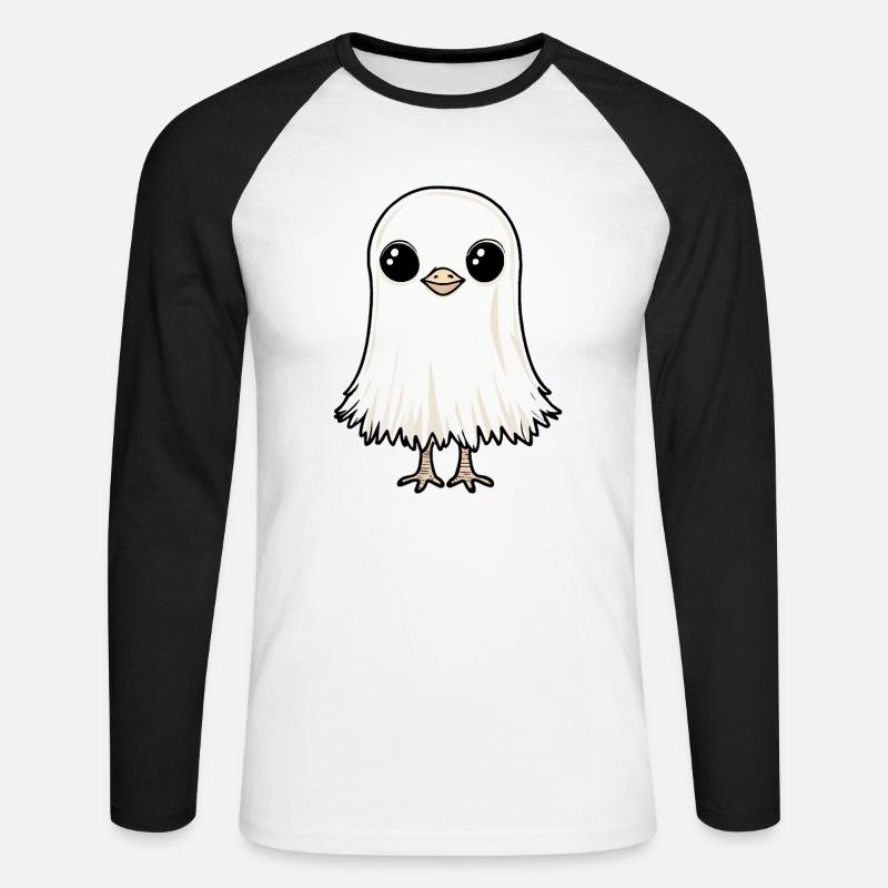 Strauß Halloween Comic Geist - Unisex Baseballshirt langarm - Weiß/Schwarz