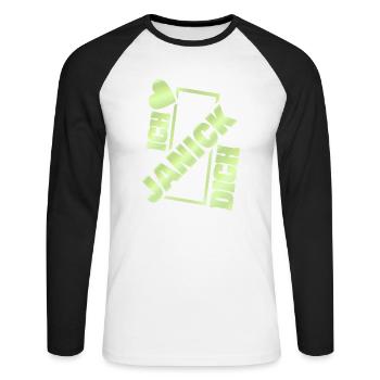 Couple Janick - T-shirt baseball manches longues Homme - blanc/noir - Devant - Nik (191cm)