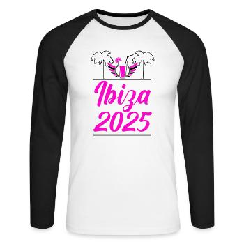 Ibiza 2025 - T-shirt baseball manches longues Homme - blanc/noir - Devant - Nik (191cm)